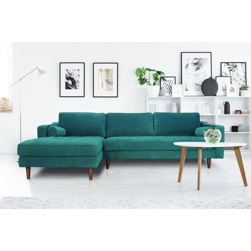 Canapé modulaire contemporain turquoise - rembourré, profondeur 105 po, largeur 67 po, hauteur 33 po, poids 225 lb