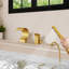 Robinet de baignoire romaine cascade avec douche à main, fixation sur le comptoir à 3 trous-79598564
