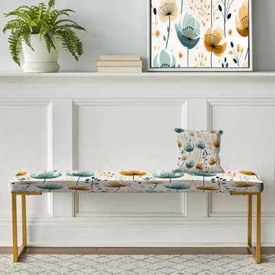 Niemann - Floral Upholstered Gold Bench