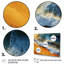 Bleu et orange plage vue aérienne IV - ensemble d'art mural de plage côtière