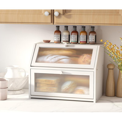 Large Bamboo Double Layer Bread Box for Kitchen Counter