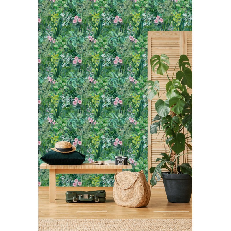 Peel & Stick Floral Tile, 2.08' W x 10.42' L