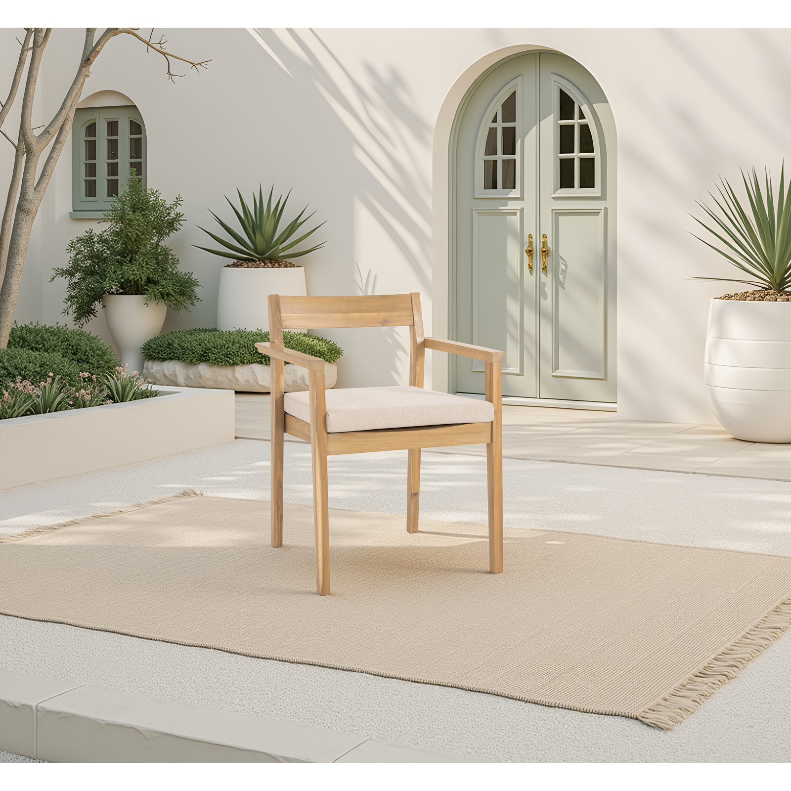 Badgley Stackable Acacia Patio Armchair
