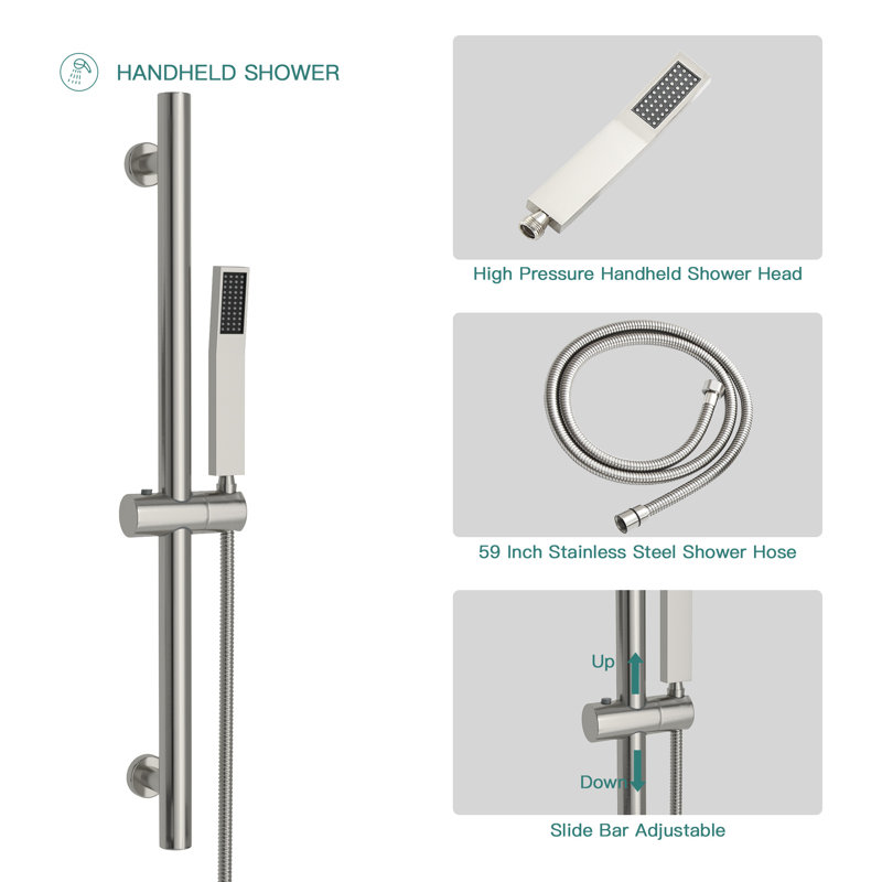 12” wall-mounted showerhead 12, Nickel brossé