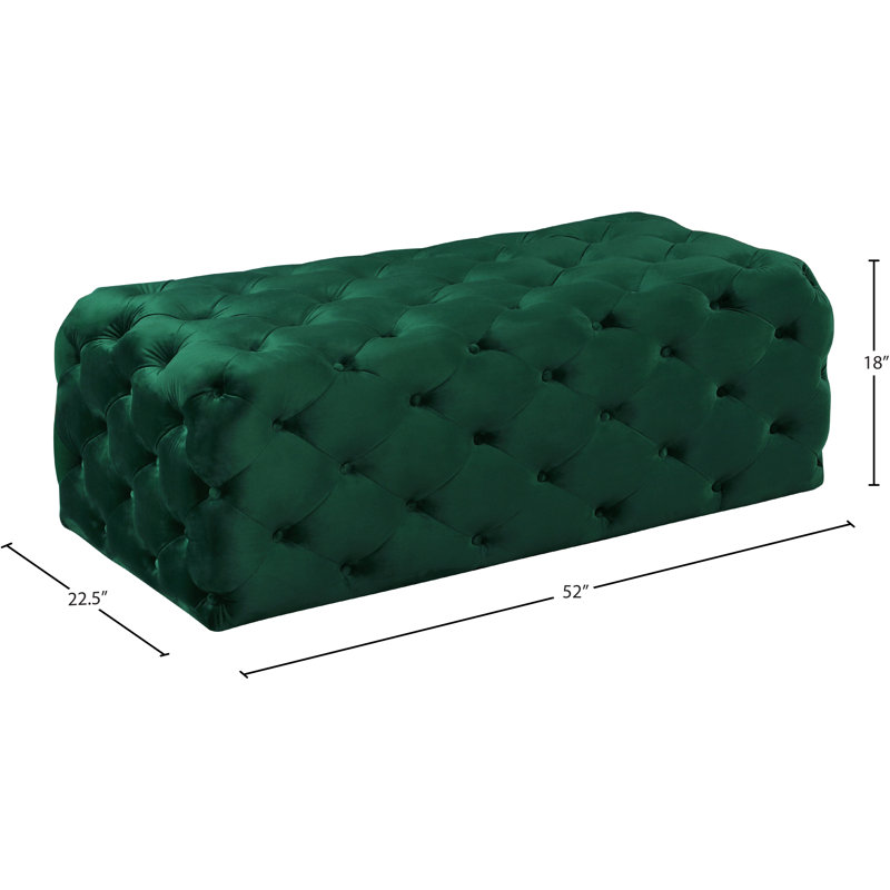 Paz Velvet Ottoman, Green Velvet