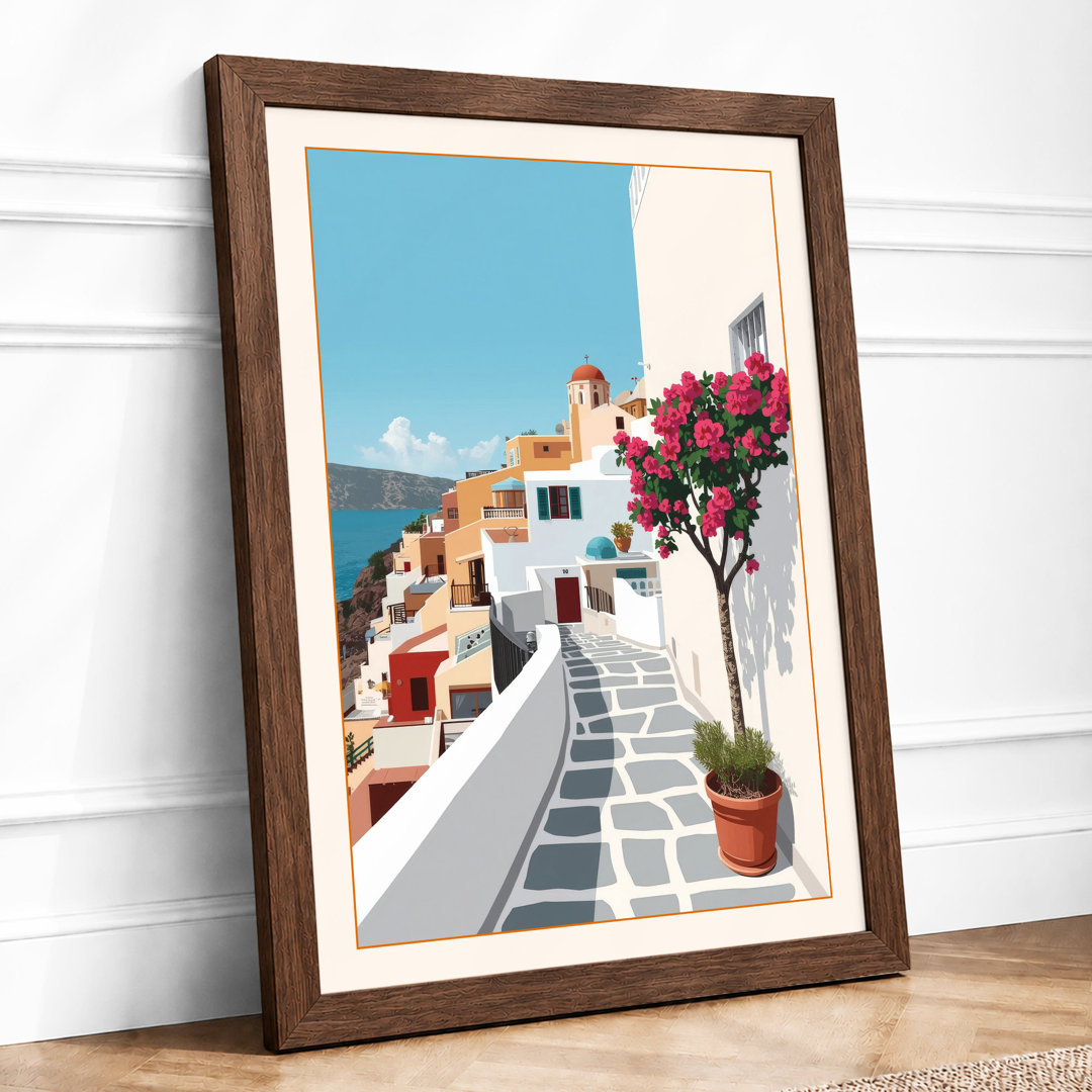 Mediterranean Seaside Village Coastal - Framed Print