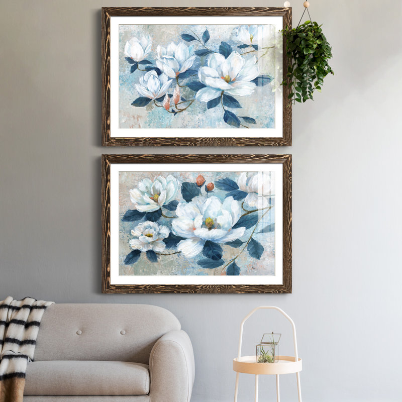 Spring Bloom I - ensemble de 2 cadres photo, Papier, cadre noyer, H 31 po x l 44 po x P 1 po