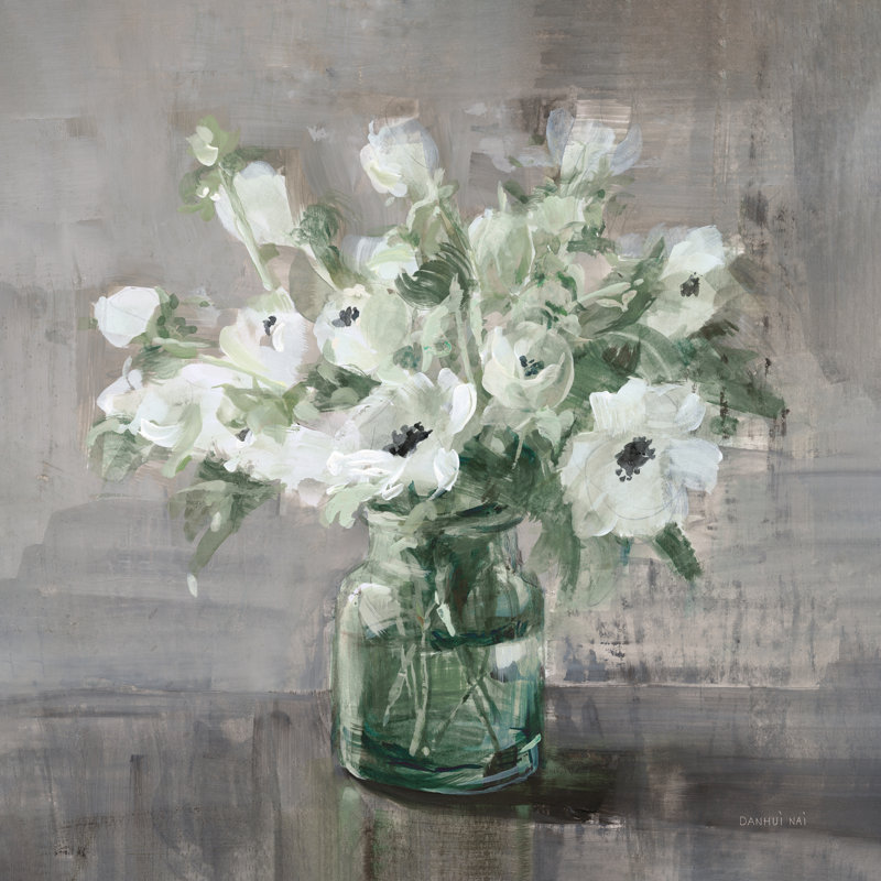 Bordure de sauge Fresh Anemones - impression, H 20 po x l 20 po x P 1,25 po, Imprimé avec cadre noir, Oui