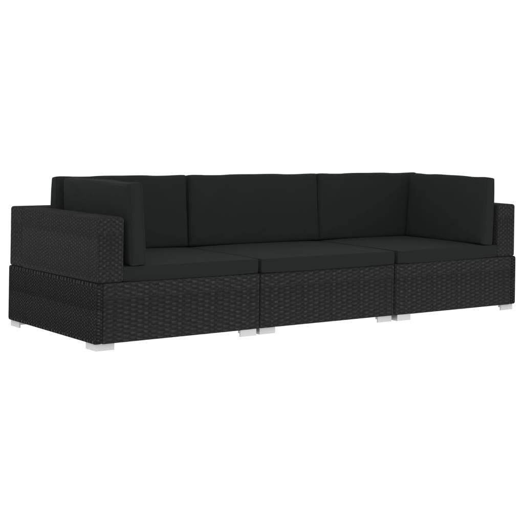 3-Sitzer Lounge-Set Jiaming aus Polyrattan mit Polster