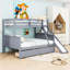 Lit simple superposé au dessus d'un lit double avec 2 tiroirs, glissoire, tablettes et échelle-1427170672
