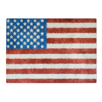 Tempered Glass Painted American Flag Chopping Board