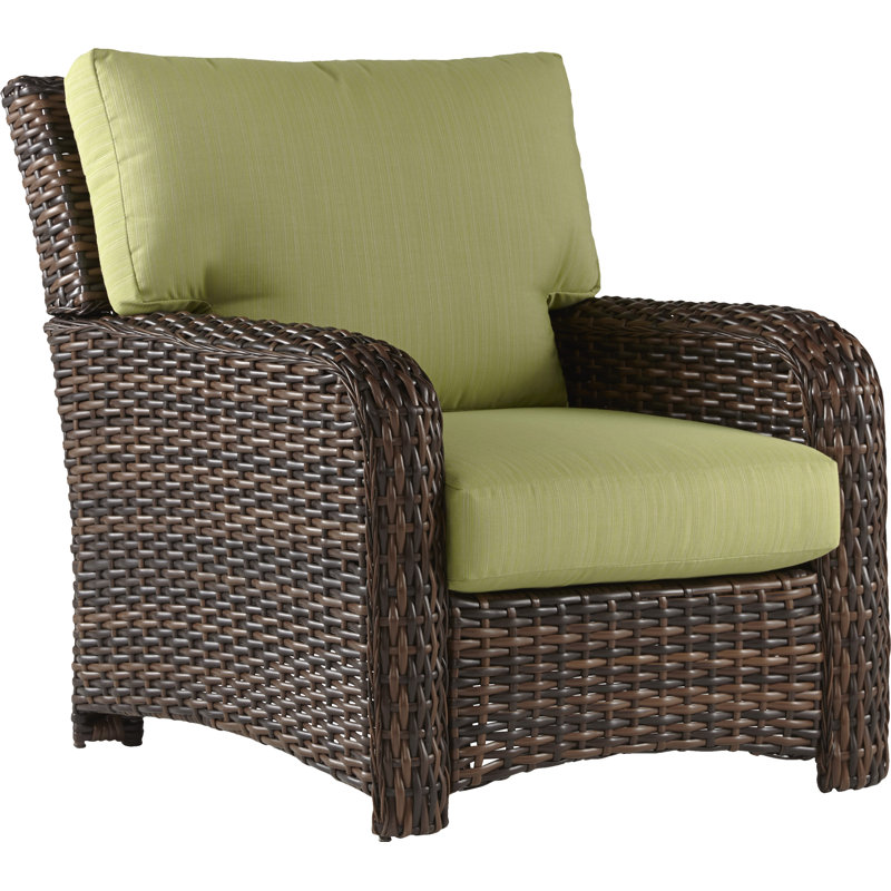 Chorio Metal Outdoor Lounge Chair , Sunbrella® Cushions Included, Dupione Peridot Sunbrella®, Stone