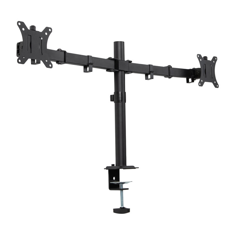  Support de bureau double pour écrans de 13 à 32 po, fixation VESA réglable avec rotation de 180 °, pivotement de 90 °, inclinaison de 45 °, gestion des câbles intégrée, capacité de 17,6 lb chacune, noir