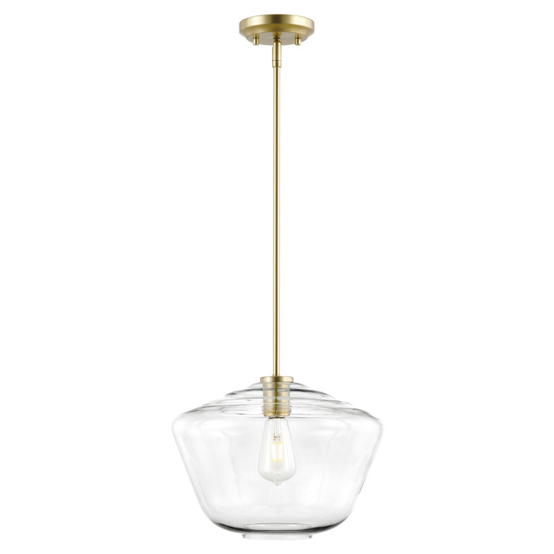 1 - Light Single Pendant, Brushed Brass, Clear