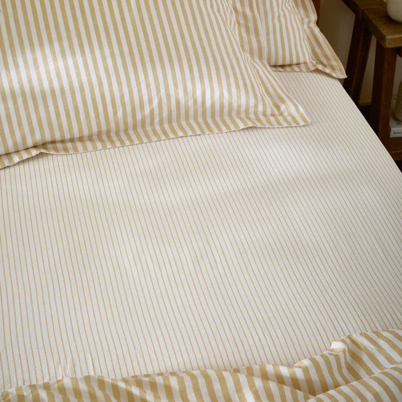 Hebden 100% Cotton Machine Woven Fitted Sheet, Yellow, Double (4'6)