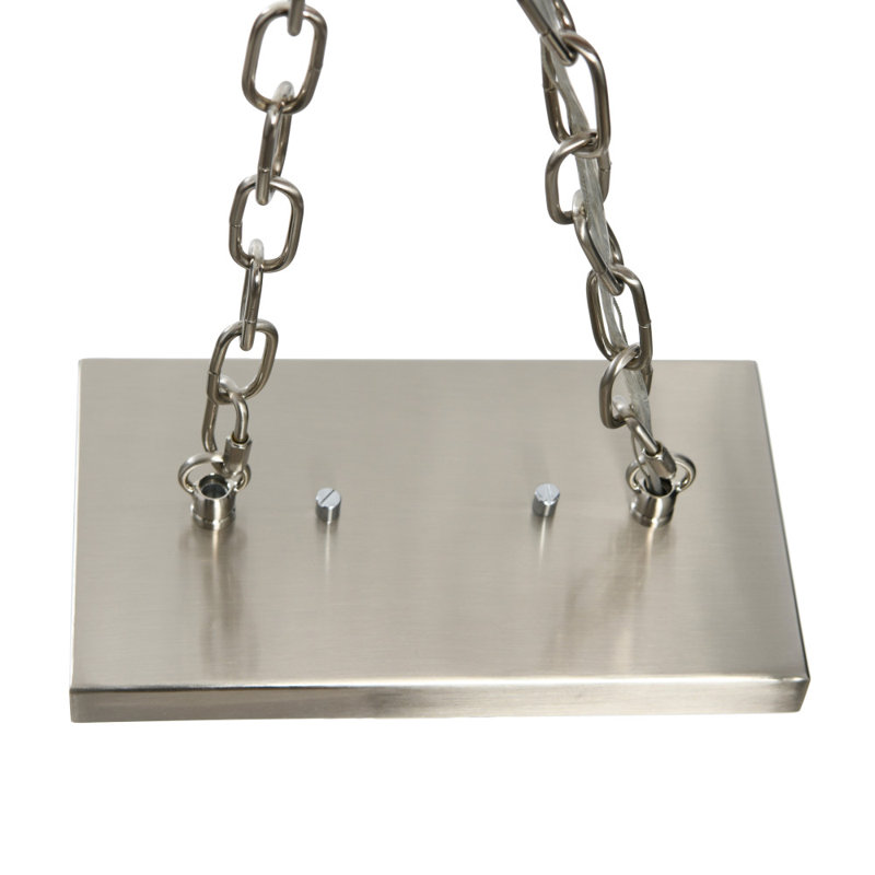Metal and Seedy Glass 6-Light Linear Chandelier, Nickel