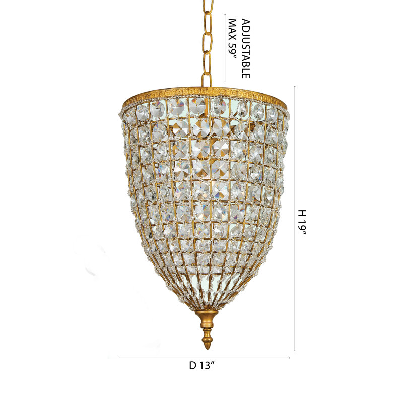 Suspension en bronze à une lumière avec accents de cristal transparent
