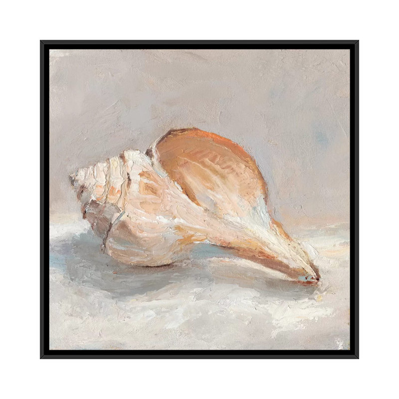 " Impressionist Shell Study III " by Ethan Harper, 18" H x 18" W x 1.5" D, No Mat, Black Framed