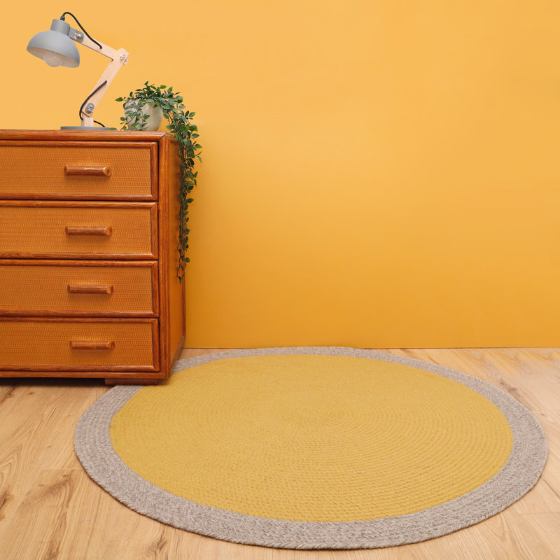 Round Brigit Solid Colour Wool Hand Woven 120cm X 120cm Area Rug