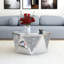 Table basse à miroir 31 po + table de bout hexagonale en cristal H 20 po 2 pièces