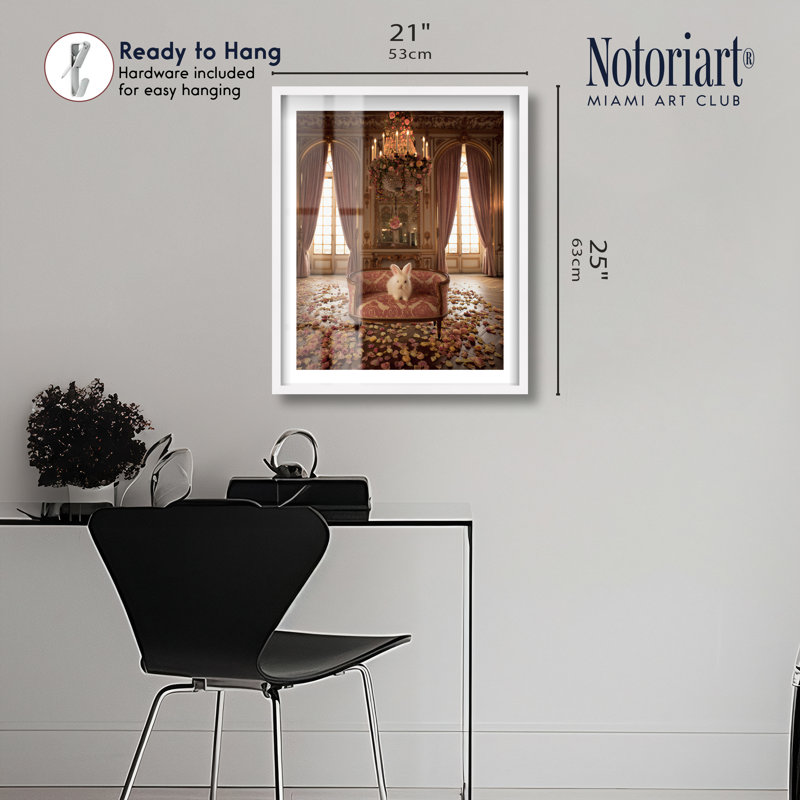 Décoration murale chambre à coucher Fluffy Bunny II Shadowbox par Notoriart, cadre blanc, 20 x 24, 25"H x 21"W, White Frame