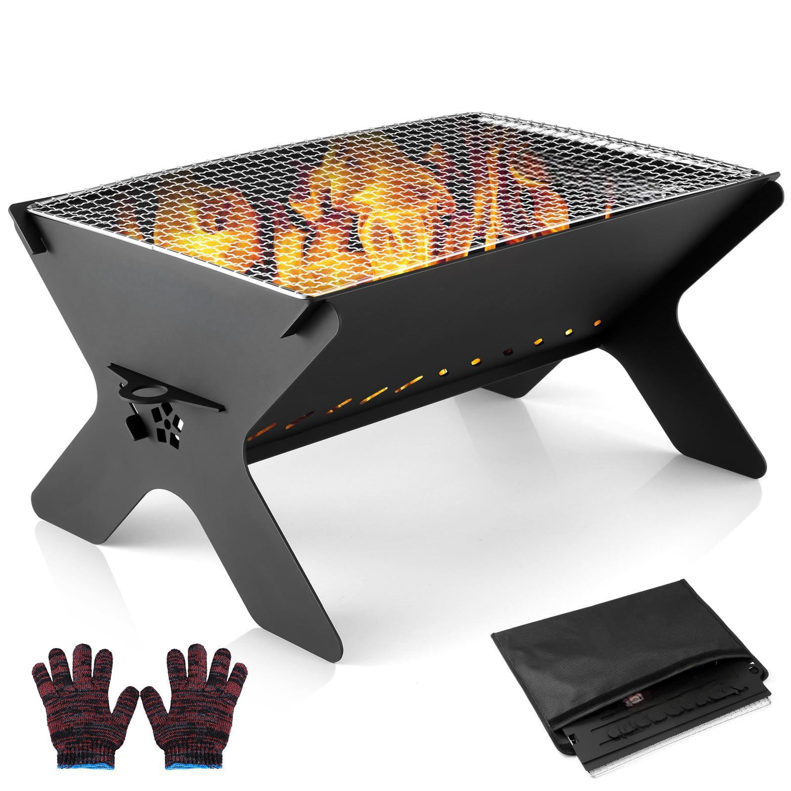 YURENWANGLUO Camping Campfire Grill, Portable Folding Charcoal Grills ...