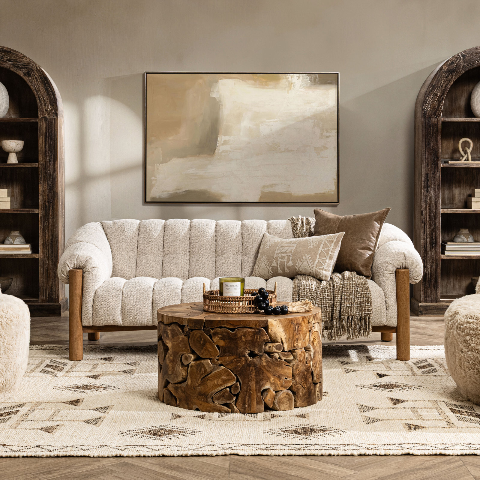 Marquis 85.8'' Upholstered Sofa, Cream