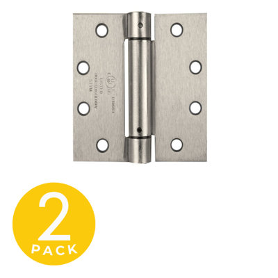 4.5 in. x 4 in. Satin Nickel Full Mortise Spring Squared Hinge With Non-Removable Pin - Set of 2