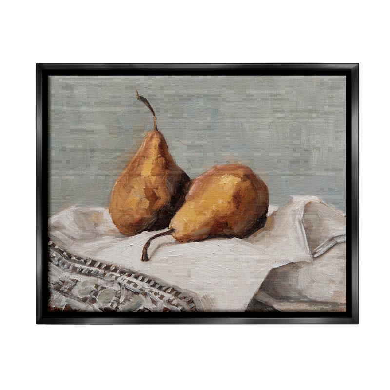 "Traditional Pears Still Life" par Marian Parsons sur toile, Cadre flottant noir de jais, H 17 po x l 21 po