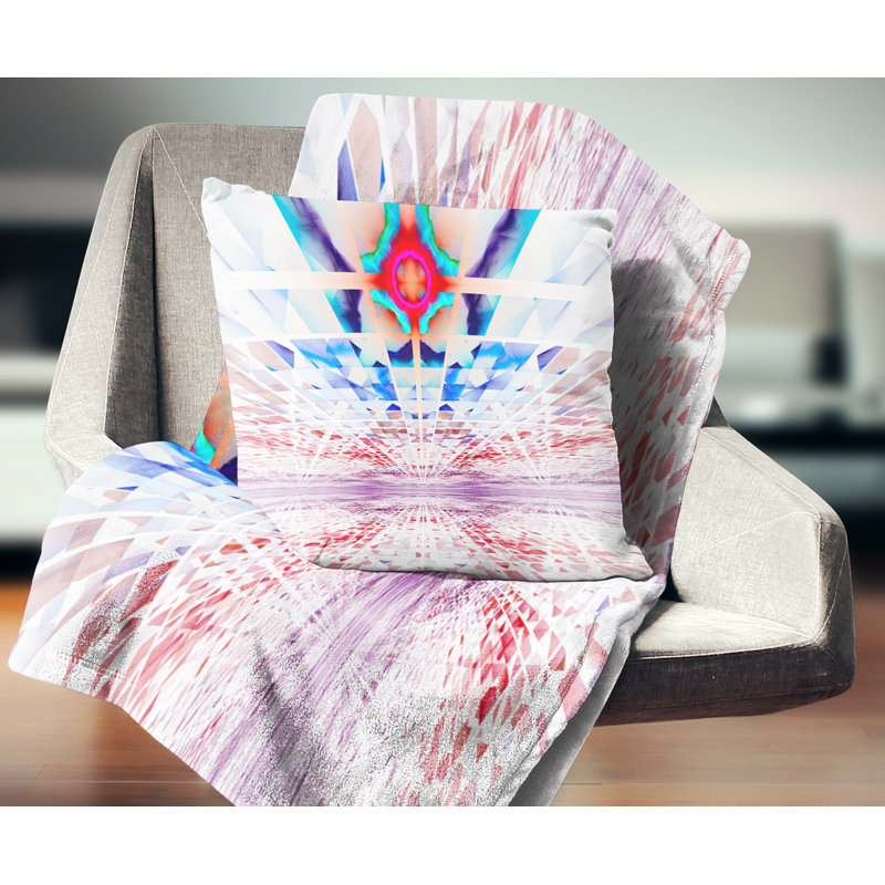Cosmic Horizons Apocalypse - Coussin imprimé abstrait, 18 po x 18 po, Blanc / Rouge / Bleu, Coussin décoratif