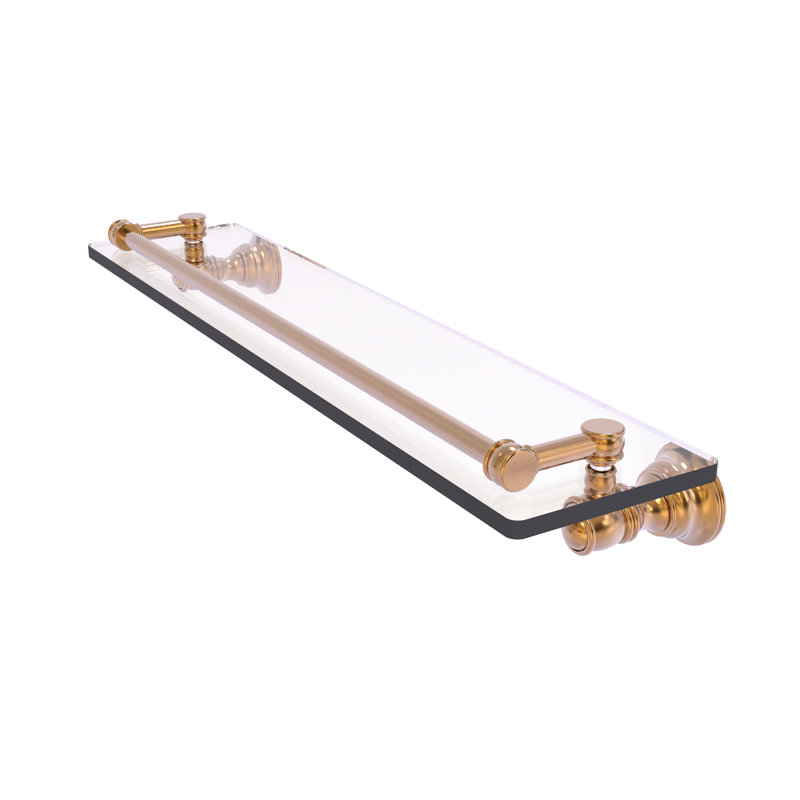 Freyja Glass Bracket Shelf, 3.3" H x 22" W x 5.54" D, Brushed Bronze