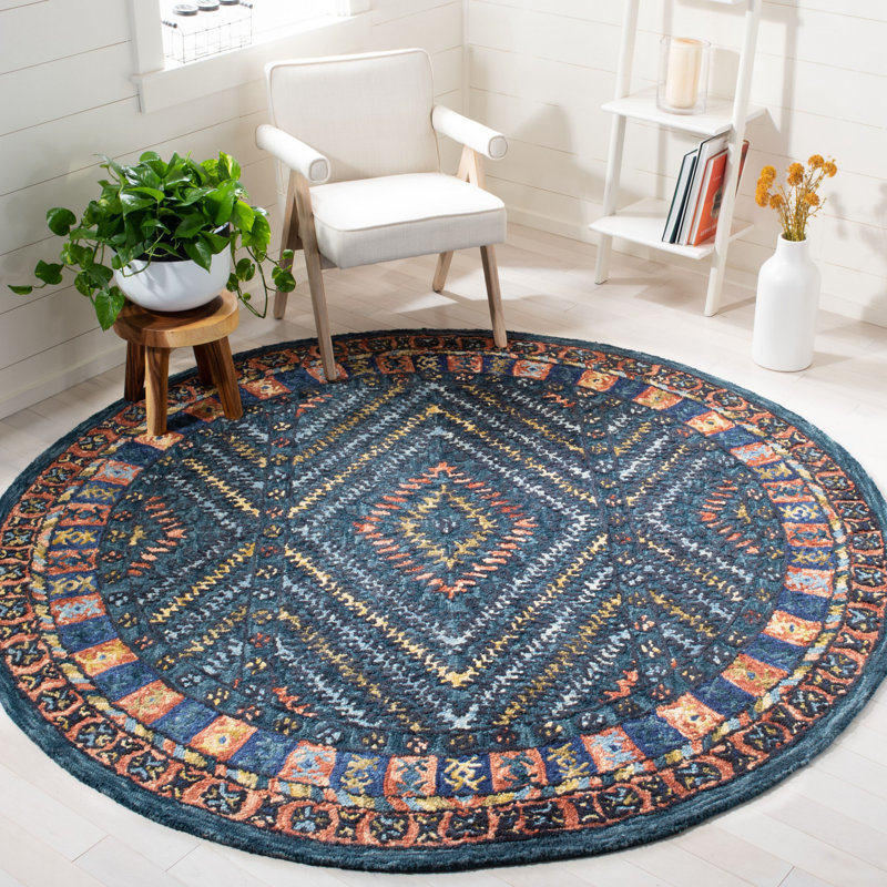 Illari Hand Tufted Wool Southwestern Rug, Round 5'