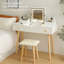 Ensemble de coiffeuse avec miroir à DEL et prise de courant, coiffeuse avec tiroirs et armoire, pour chambre à coucher, salle de bain