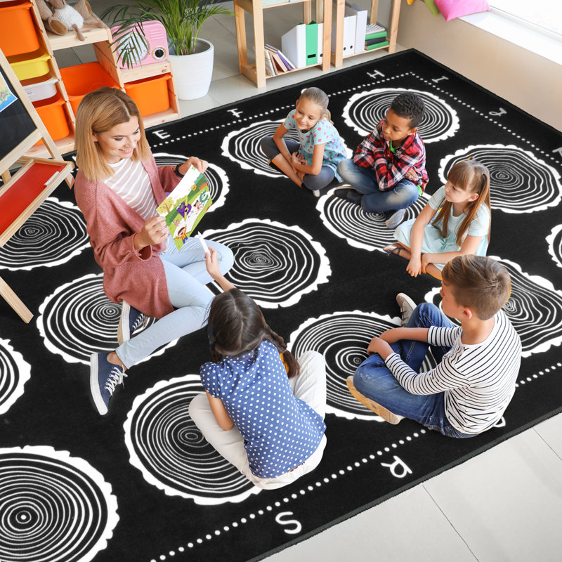 Tapis de salle de classe pour jouer et apprendre, Rectangle 7 pi 6 po x 12 pi