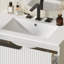 Meuble-lavabo 30 po avec lavabo en céramique et tiroirs pleine extension, meuble-lavabo autoportant avec glissières de tiroir à fermeture douce, conception cannelée, blanc-1570566491