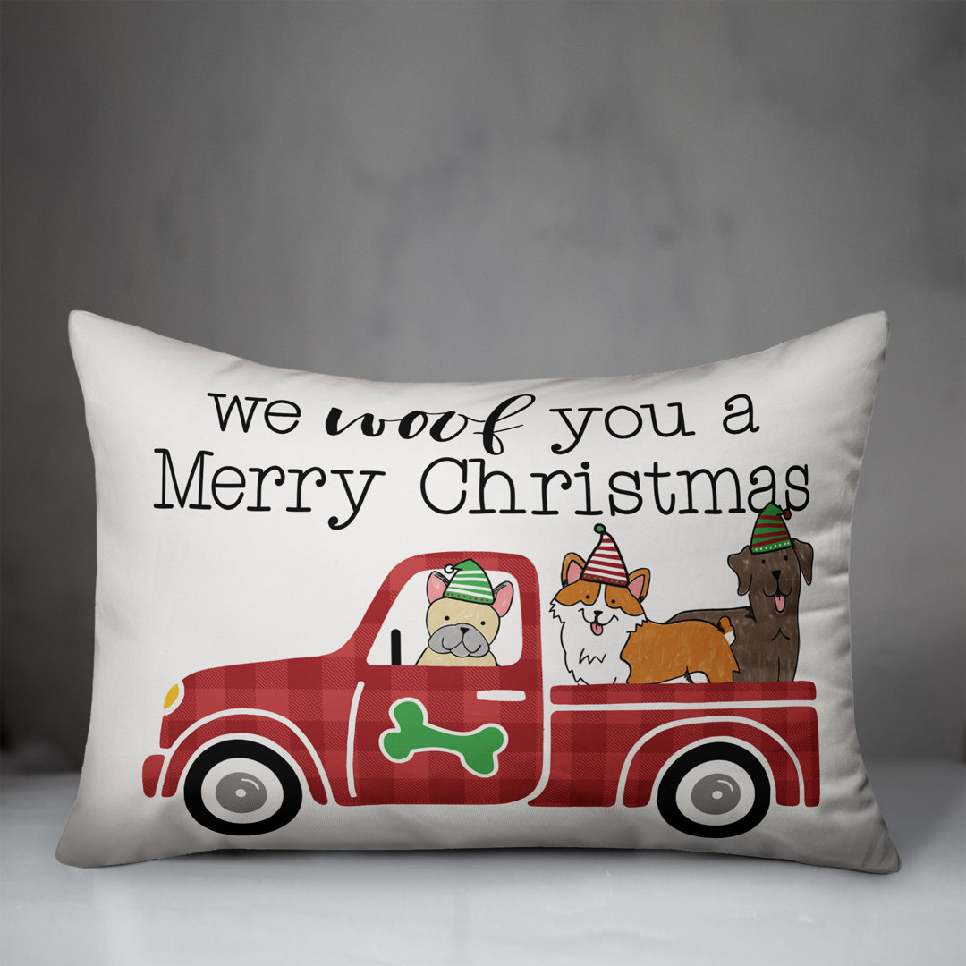 Puppy Christmas Truck Lumbar Pillow Designs Direct Creative Group
