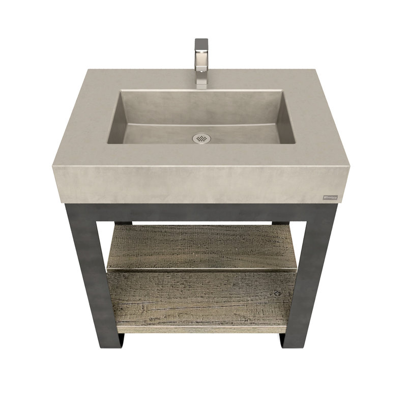 Outland 30" Vanity with Concrete Rectangle Sink, Single Hole, Oil Rubbed Bronze, Graphite, 30"