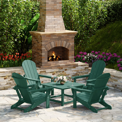 Ensemble de conversation Adirondack pour l'extérieur avec table basse carrée 5 pièces Vinnie