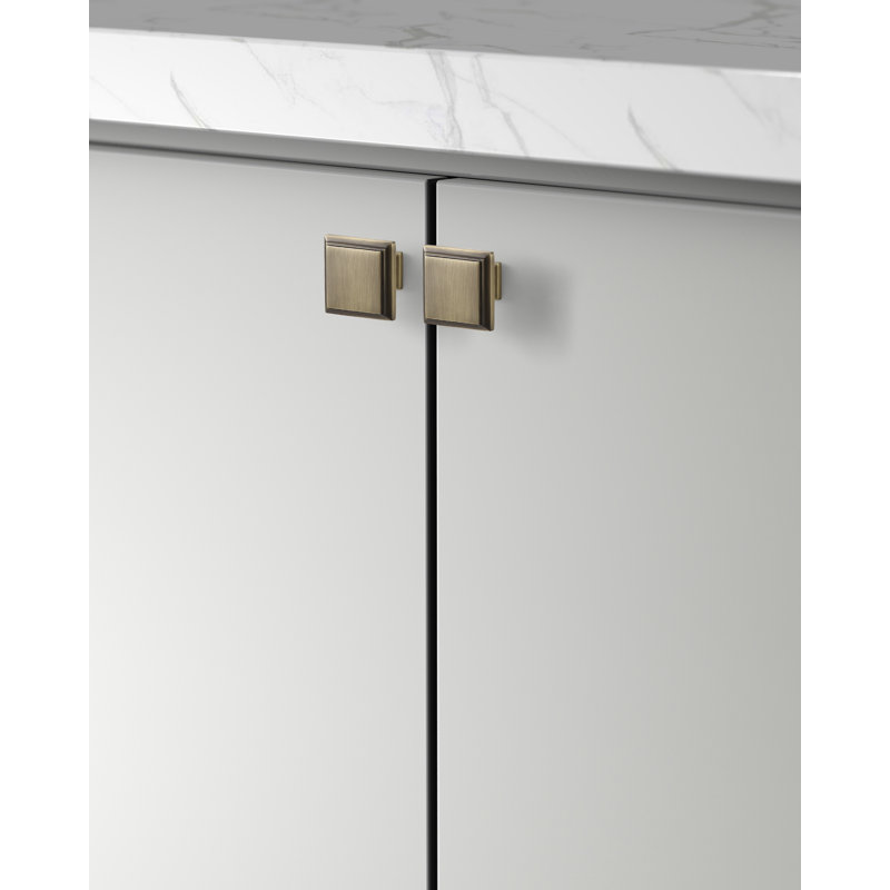 Accent Series 1 in. Modern Medium Aged Bronze Square Cabinet Knob (5-Pack), Medium Aged Bronze