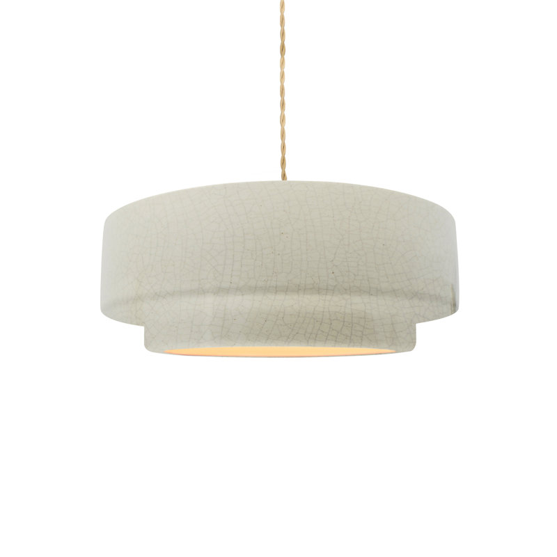 Meydan 1 - Light Single Drop Pendant, White Crackle, Brushed Nickel, 5" H x 12" W x 12" D