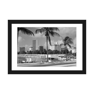 " 1970s Sightseeing Boat At Pier Day Light Skyline Palm Trees Miami Florida USA " by Vintage Images