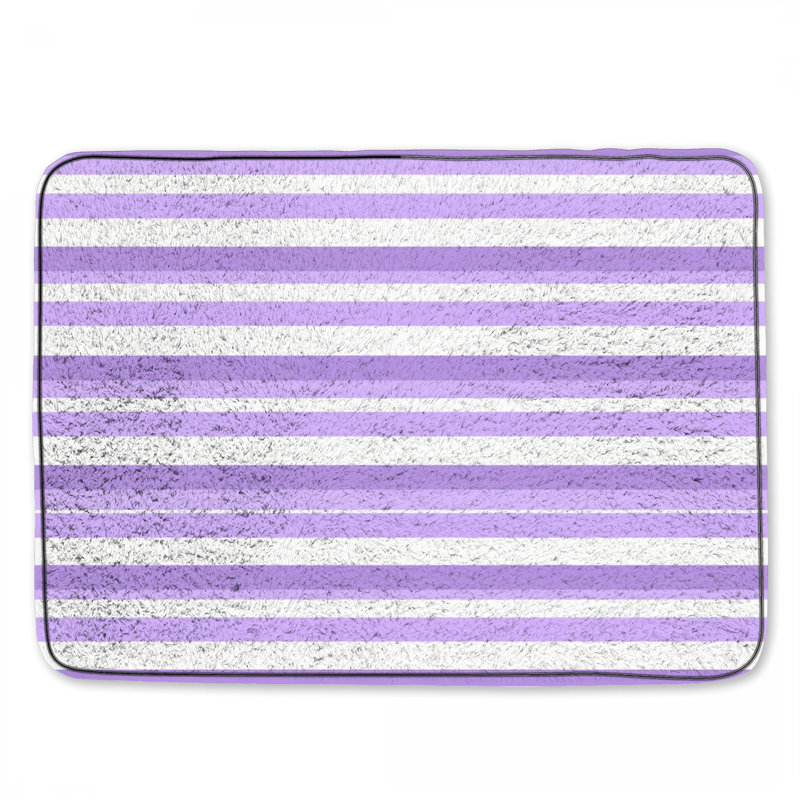 Tapis de bain à rayures, Simple - L 34 po x l 21 po, Rayé mauve / blanc