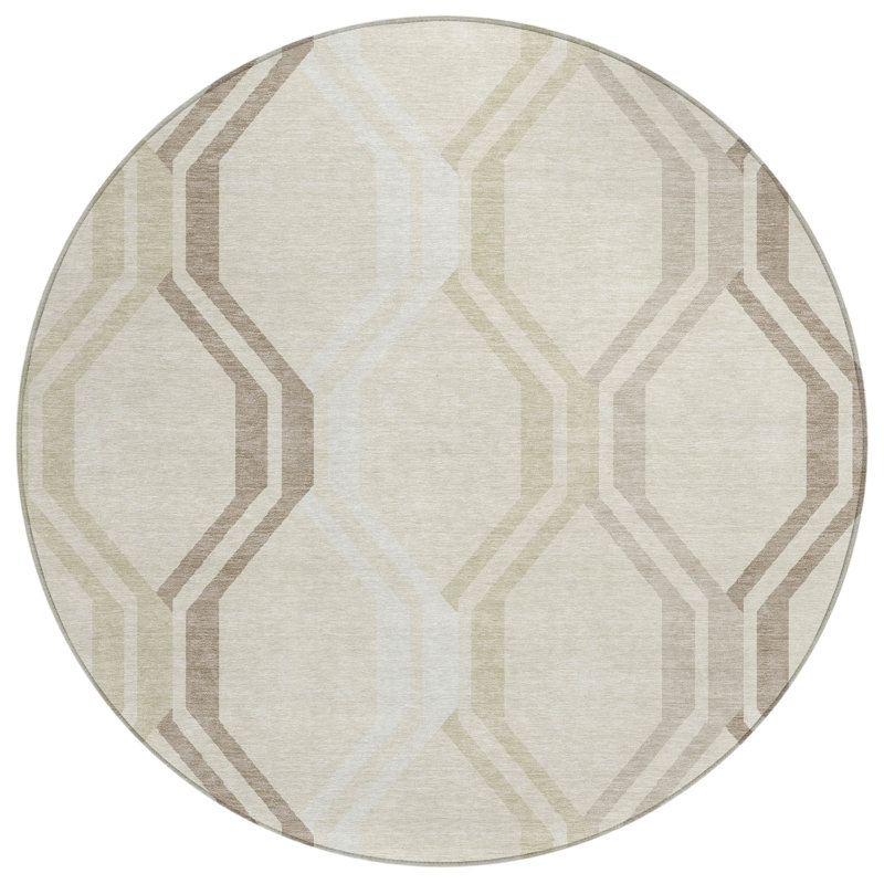 Machine Washable Indoor/Outdoor Chantille ACN2326 Mid-Century Modern Rug, Round 8'