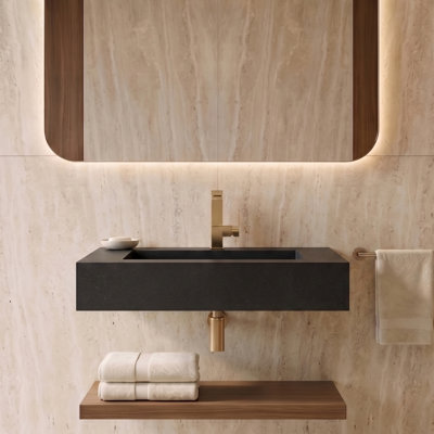 Lavabo de salle de bain mural rectangulaire minimaliste Boyter 36