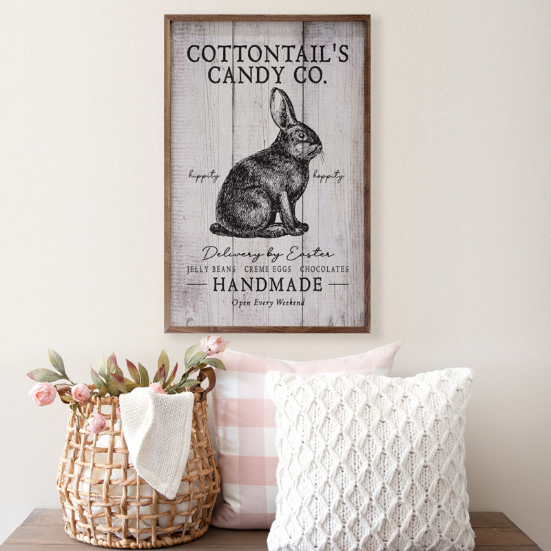 Cottontails Candy Co Bunny Whitewash, H 36 po x l 24 po x P 1 po