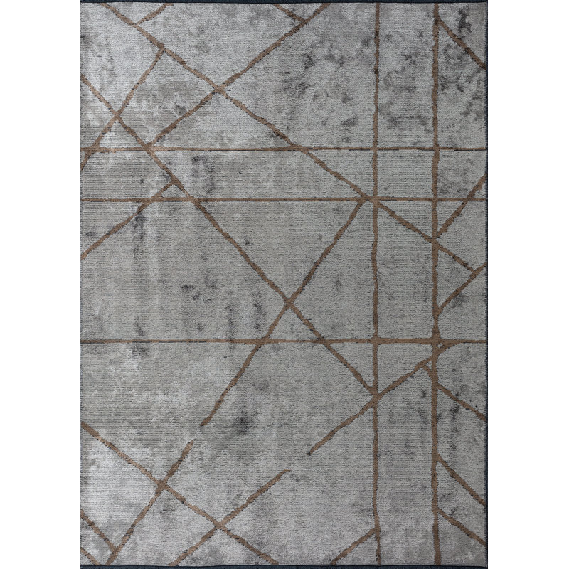 Rapture Gray/Brown Abstract Luxury Area Rug, Rectangle 7'10" x 9'10"