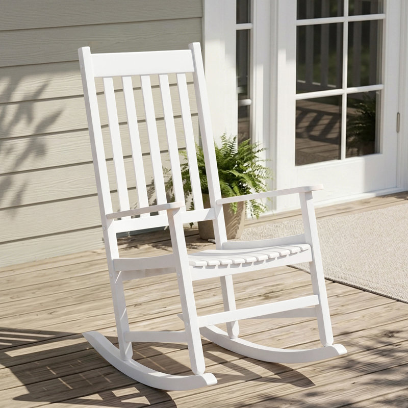 Chaise berçante d'extérieur en bois massif Bello, Blanc