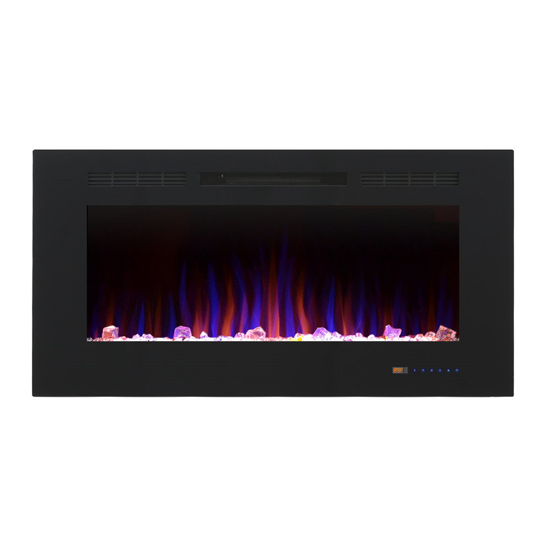 Paull 42.01'' W Recessed Electric Fireplace Insert, WiFi Heater for Living Room,Timer, Overheating Protection, Touch Screen, Black Orren Ellis 