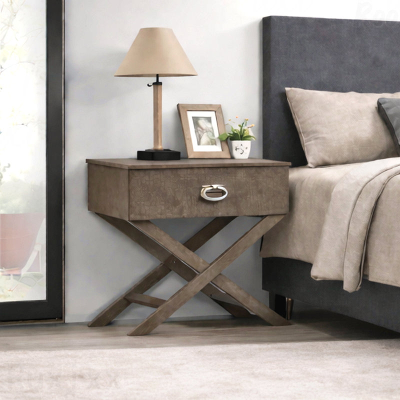 Table de chevet grise