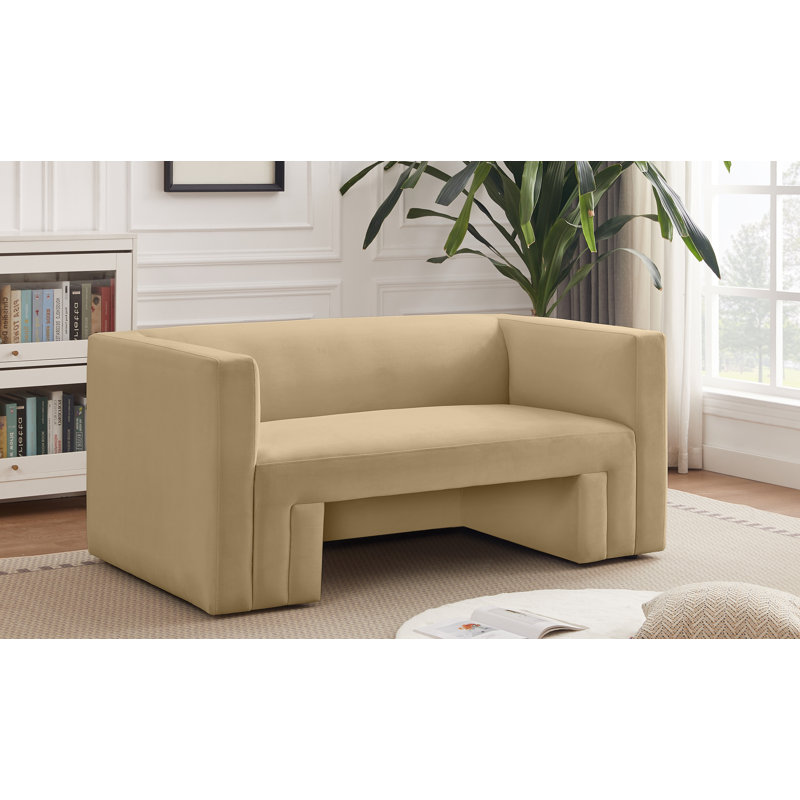 Henson 63" Velvet Square Arm Loveseat, Camel Velvet